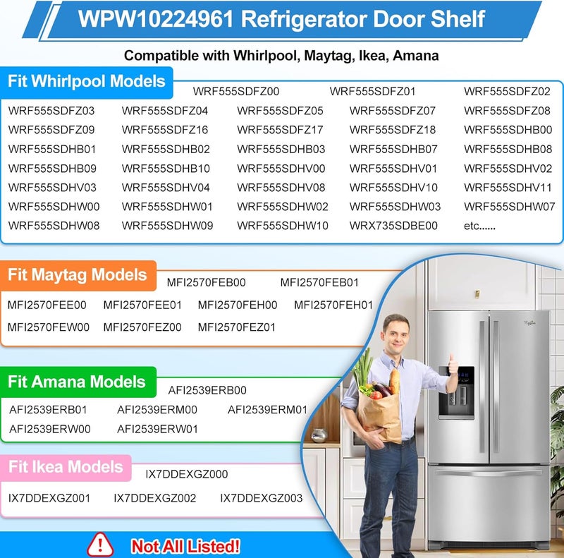Alvar [2 Pack] Upgraded WPW10224961 W10224961 Refrigerator Door Shelf Bin Compatible with Whirlpool Maytag Refrigerator Door Shelf WRX735SDBM00 WRF555SDFZ00 WRF555SDH WRF555SDFZ PS11750660 Fridge Bin Right - Image 3